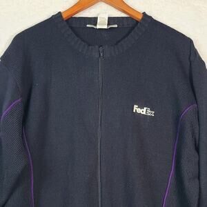 FedEx Full Zip Black Purple Tube Men's Cardigan Sweater Workwear XL